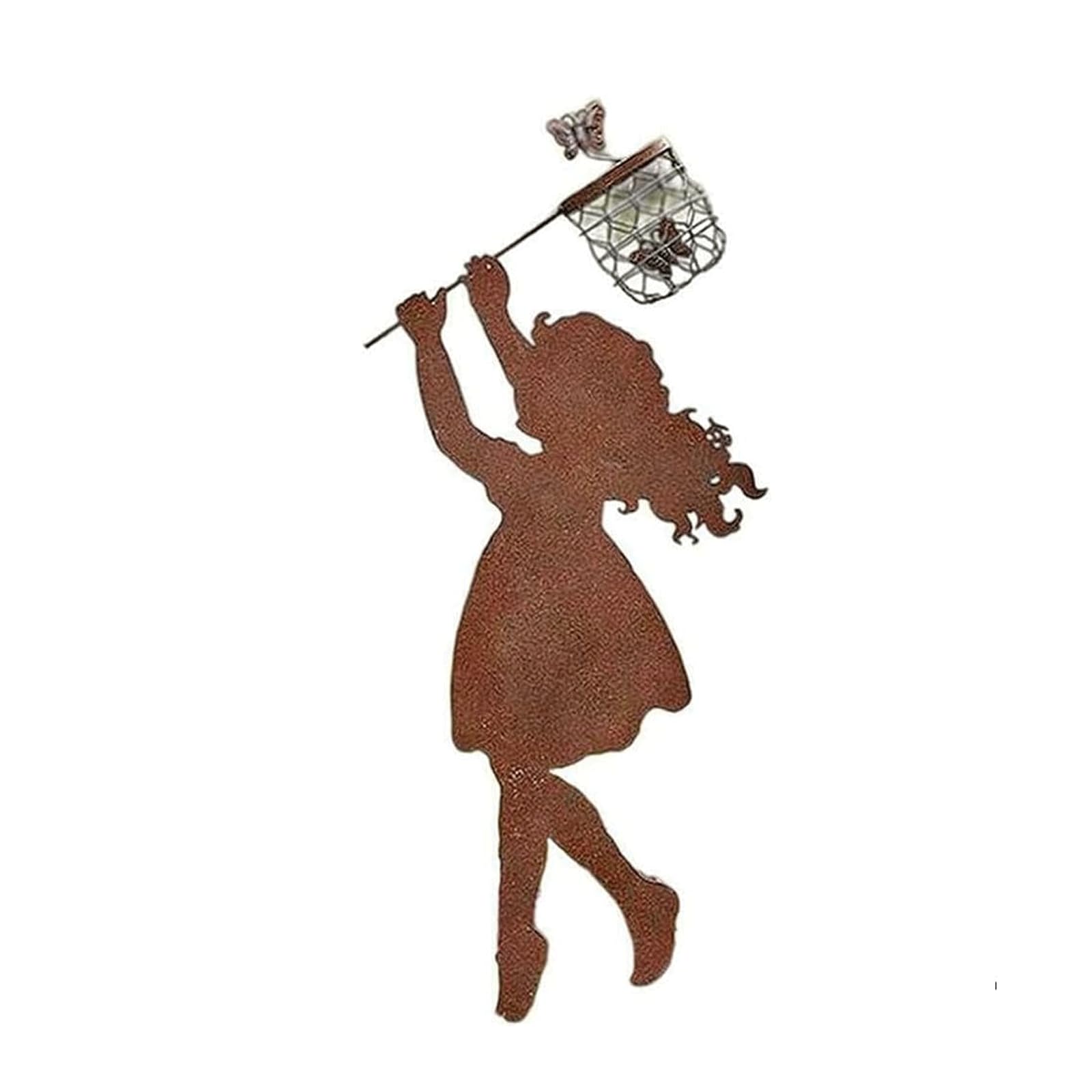 Outdoor Statues Boy Girl Metal Silhouettes Stake