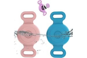 TYANUZZ Waterproof Airtag Dog Collar Holder Compatible with Apple AirTag, Silicone Waterproof Air Tag Case for Dog Collar, Anti-Lost AirTag Holder for Pet Cat Dog GPS Tracker (2 Pack, Pink & Blue)