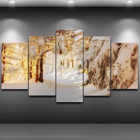 Amazon アートパネル ポスター アートフレーム 壁掛け 現代 風景 写真 絵画 キャンバス アートパネル インテリア 和風 モダン 風景 和紙 現代 インテリア 北欧風 青い空 カタツムリと冬 カタツムリは ツリー 美しい冬 エスケープ日没 森に凍結します 特大 ジョーカー