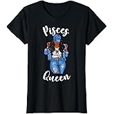 Streetwise Pisces Queen Black Womens Zodiac Birthday March T-Shirt