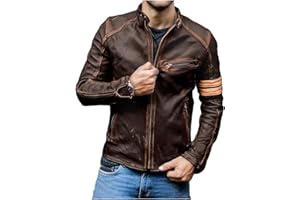 Jild Distressed Café Racer Black Leather Jacket Men - Genuine Lambskin Leather Biker Style Mens Vintage Motorcycle Jacket