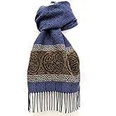 Calzeat Ladies Celtic Scarf With Fringe, 45% wool and 55% chenille, Made in Scotland