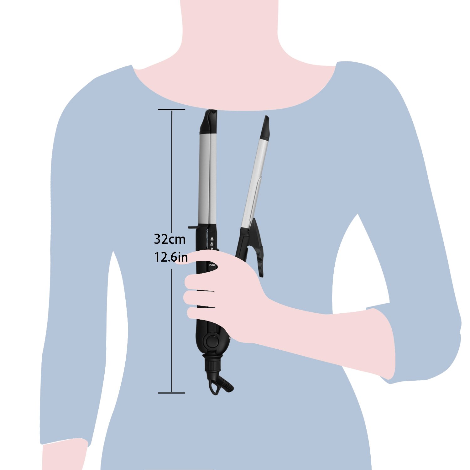 FOSTO Hair Straightener and Curler, 3 in1 Ceramic Hair Curling Iron & Hair Straighteners & Hair Crimper Dual Voltage Flat Iron Instant Heat Curling Iron Wand 1.25inch Hair Styling salon Power Cord