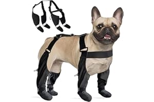 PURRHUG Dog Suspender Boots, Large Dog Rain Boots, Waterproof Doggy Winter Boot Snow Pants, Paw Protectors Legging Shoes with Suspenders, Anti-Slip Rain Boot (X-Small, Black)