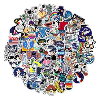 FNGEEN 112pcs NASA Space Explorer Stickers Pack for Water Bottle Laptop,Waterproof Vinyl Stickers Bomb, Space Gifts for Adults Teens Boys Psychedelic Stickers for Skateboard Decals