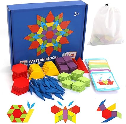 wooden pattern blocks and boards