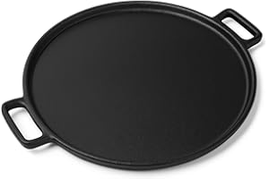 Cast Iron Pizza Pan - 14-Inch Pre-Seasoned Baking Pan for Oven, Stovetop, Grill, or Campfires