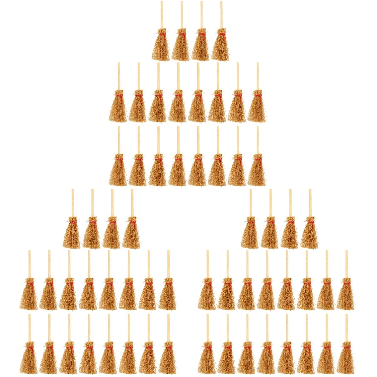 EXCEART Broomstick 60 pcs Accessories Doll Broom Props Landscape Straw Decor Ornament Toys Kids Wooden Mops Craft Tool Broomstick Mini Ornaments Toy Dollhouse Cleaning House Diy for with