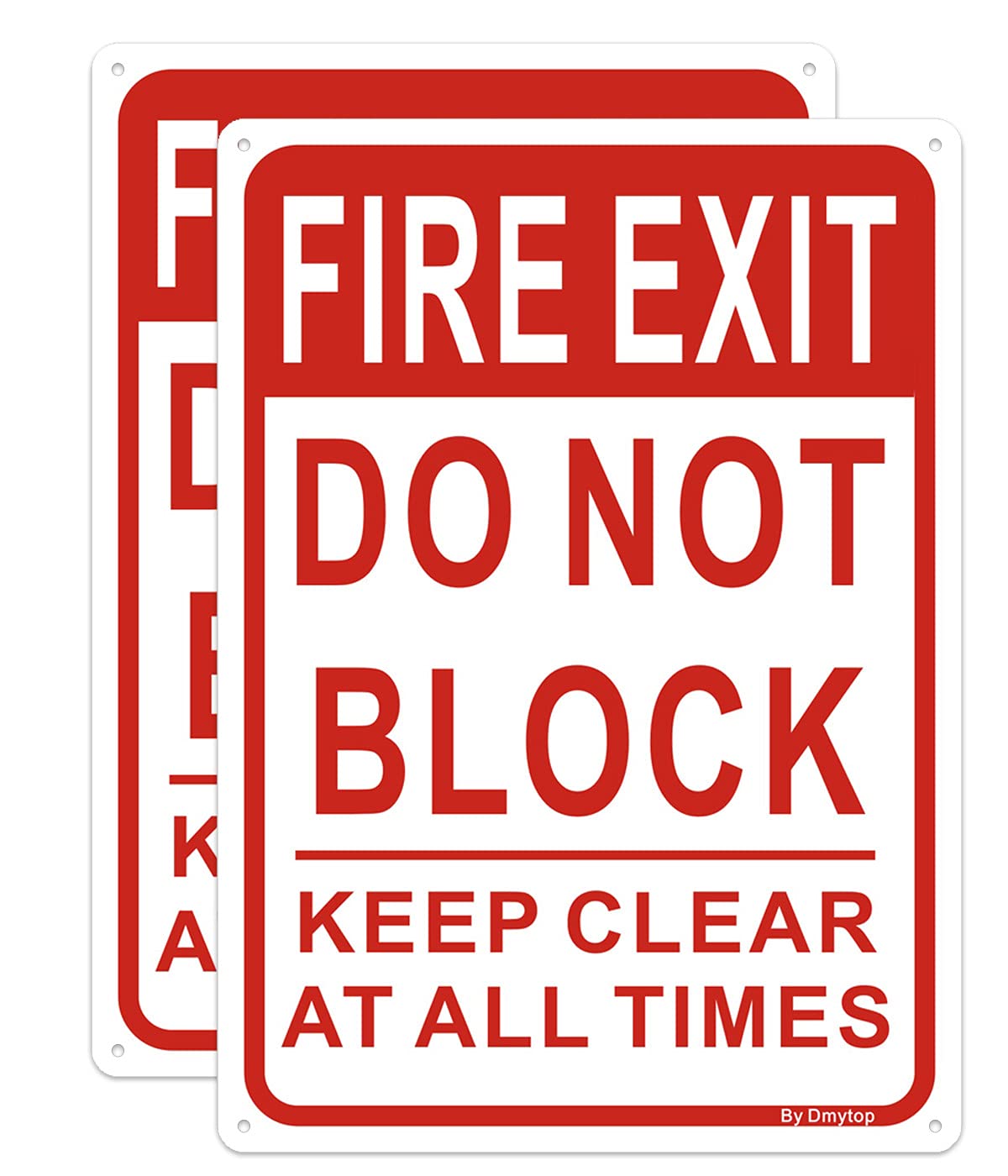 Fire Exit Sign, Do Not Block Door Signs, Keep Clear at All Times Sign, 250 x 180 mm Rust Free Aluminum, Weather/Fade Resistant Easy Mounting, 2 Pack