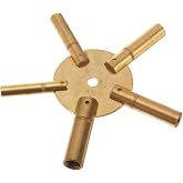 Brass Blessing : New Brass Universal Clock Key for Winding Clocks 5 Prong ODD Numbers (5023)