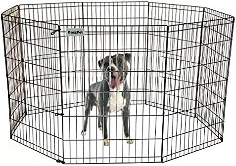 DazzPet Dog Pen Puppy Playpen | 36" Height Indoor Outdoor Exercise Outside Play Yard | Pet Small Animal Puppies Portable Foldable Fence Enclosures | 8 Panel Metal Wire, Black