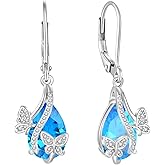 Butterfly Earrings for Women Birthstone Dangle Drop Earring 925 Sterling Silver 5A Cubic Zirconia Jewelry Mother's Day Anniversary Christmas Birthday Gifts for Her