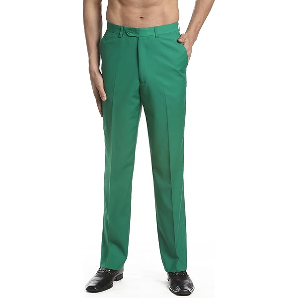Amazon.com: Concitor Men's Solid Aqua Green Color Dress Pants Flat
