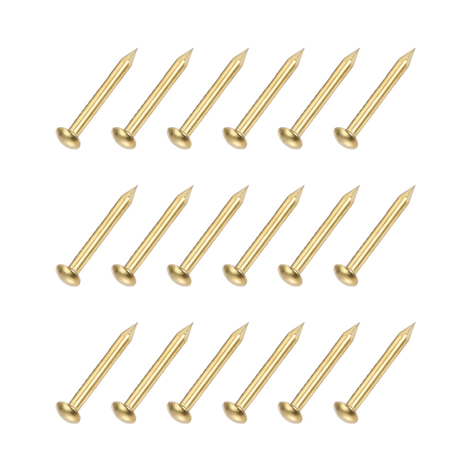 METALLIXITY Small Nails (1.2x12mm) 200pcs, Brass Tiny Hardware Nails - for Household Woodworking, Brass Tone
