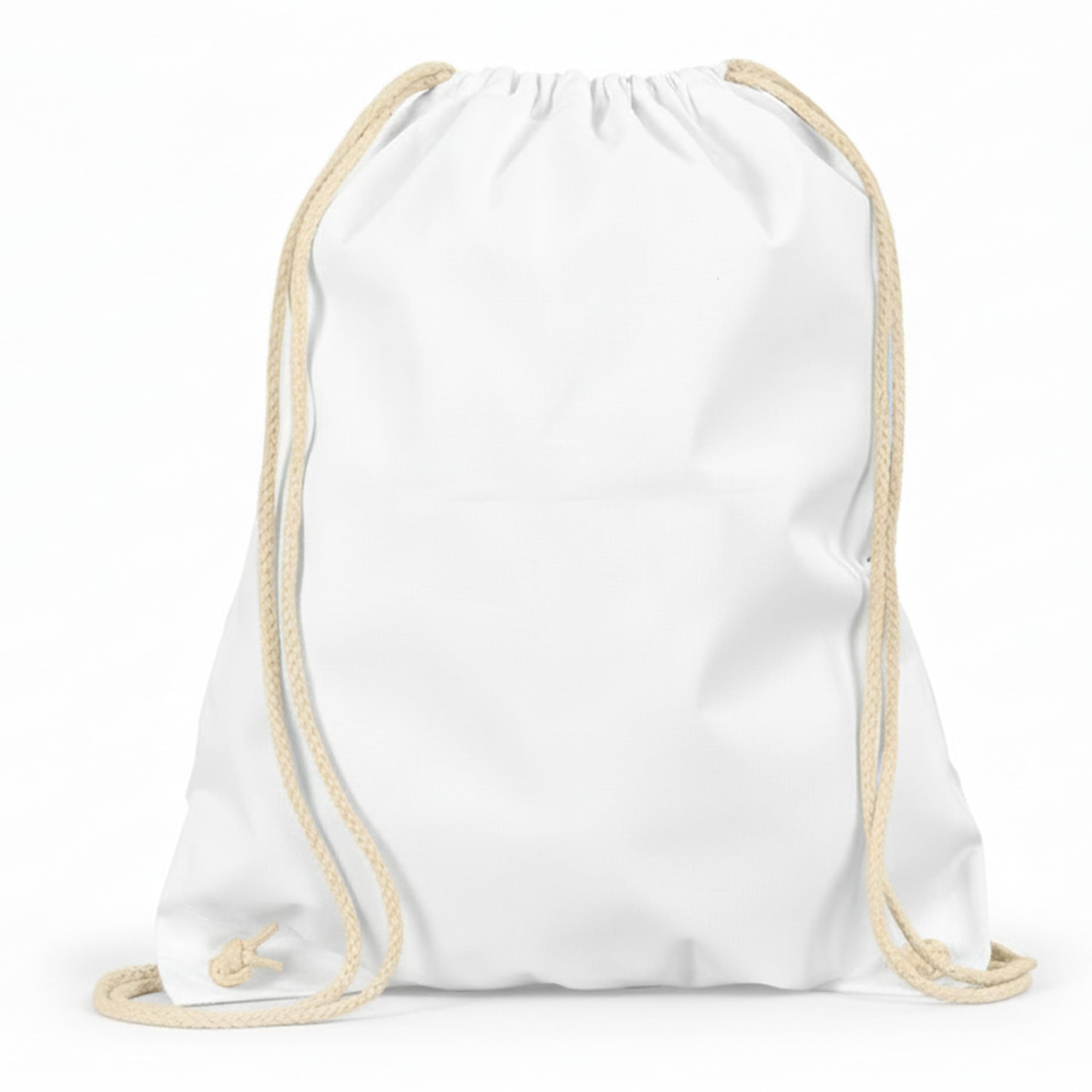 Veproli Cotton Gym Bag Sports Bag Drawstring Bag Gym Bag Jute School Backpack, White, One Size