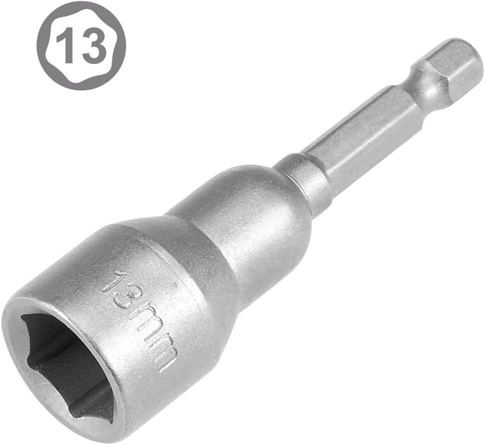 Sourcingmap 1/4" Quick-Change Hex Shank 13mm Magnetic Nut Setter Driver Drill Bit, 65mm Length, Metric 20mm Outer Dia - Image 3