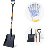 FARMHOLYCOWKING Heavy Duty Steel Flat Shovel&ndash;Square Head Shovel with Detachable D-Handle and Anti-Slip Grip, 47 Inch Flat Shovel for Landscaping, Square Shovel for Gardening, Transfer Shovel