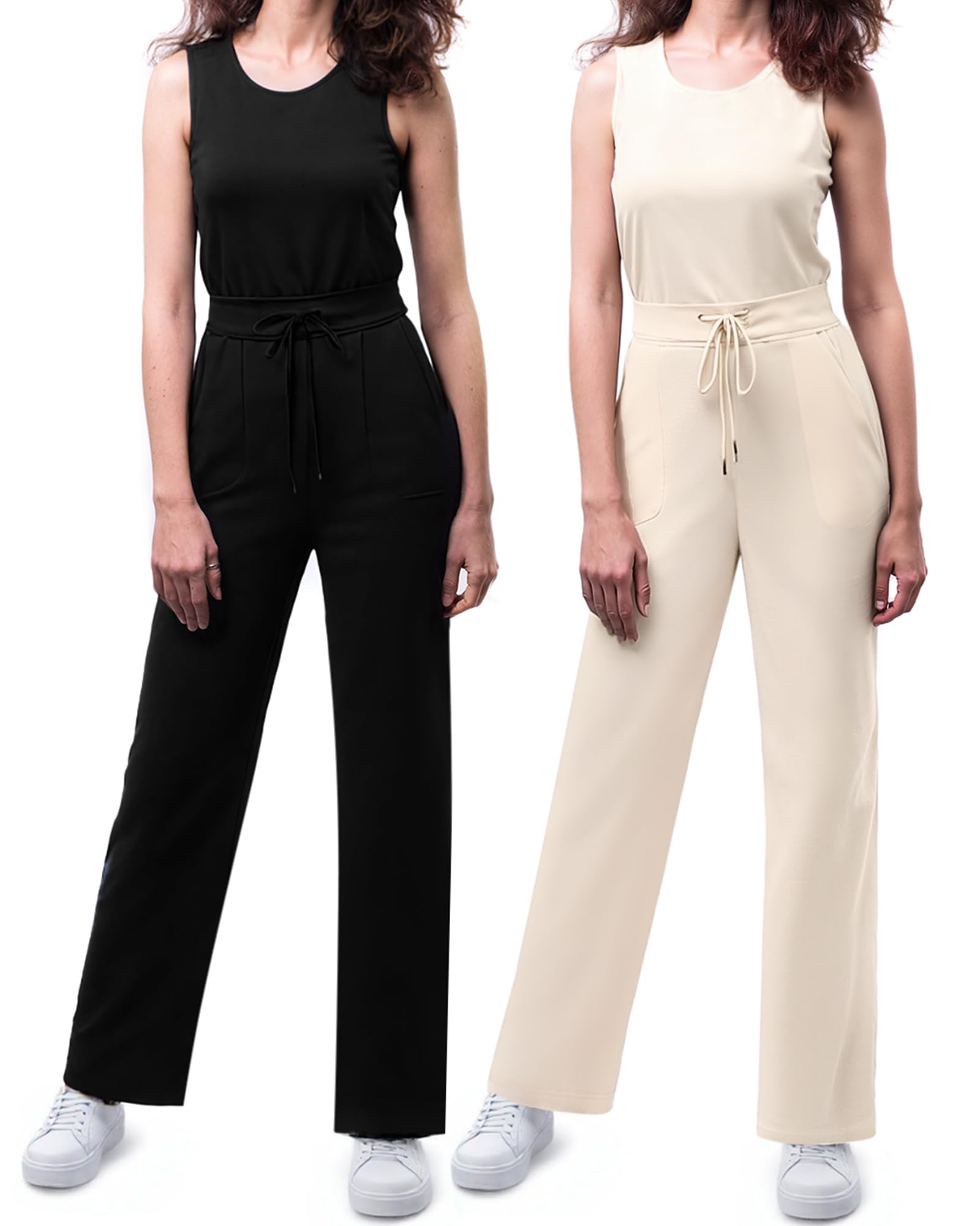 Photo 1 of ** ONE PAIR ONLY**Silicherry Women's Jumpsuits Summer Romper Sleeveless Wide Leg Long Pants 2025 Casual Summer Dressy Travel Outfit(Small)
