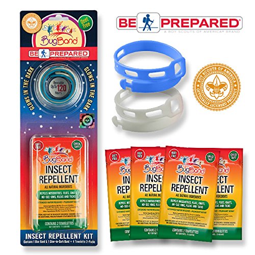Bug Band Be Prepared Combo Wristband Towelettes, Blue/Glow Bug Band Be Prepared Combo Wristband Towelettes, Blue/Glow