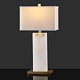 SAFAVIEH Couture Lighting Collection Morgen Handmade Gold/White Alabaster 30-inch Table Lamp