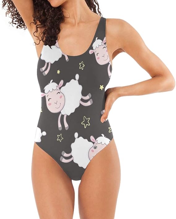 Amazon かわいいランニングシープダーク水着 ワンピース 水着 モノキニ ビーチウェア 女性 キッズ ティーンガールズ 用 水着 通販