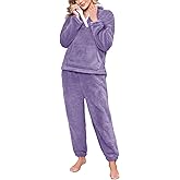 VXVGER Women's Fluffy Pajamas Set Winter Warm 2 Piece Plush Pullover Pants Fuzzy Fleece Sleepwear Loungewear Pjs with Pockets
