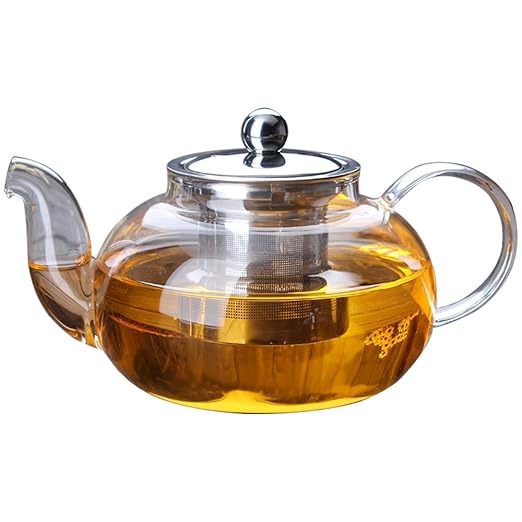 Towa taller tetera de cristal con infusor de acero inoxidable y ...