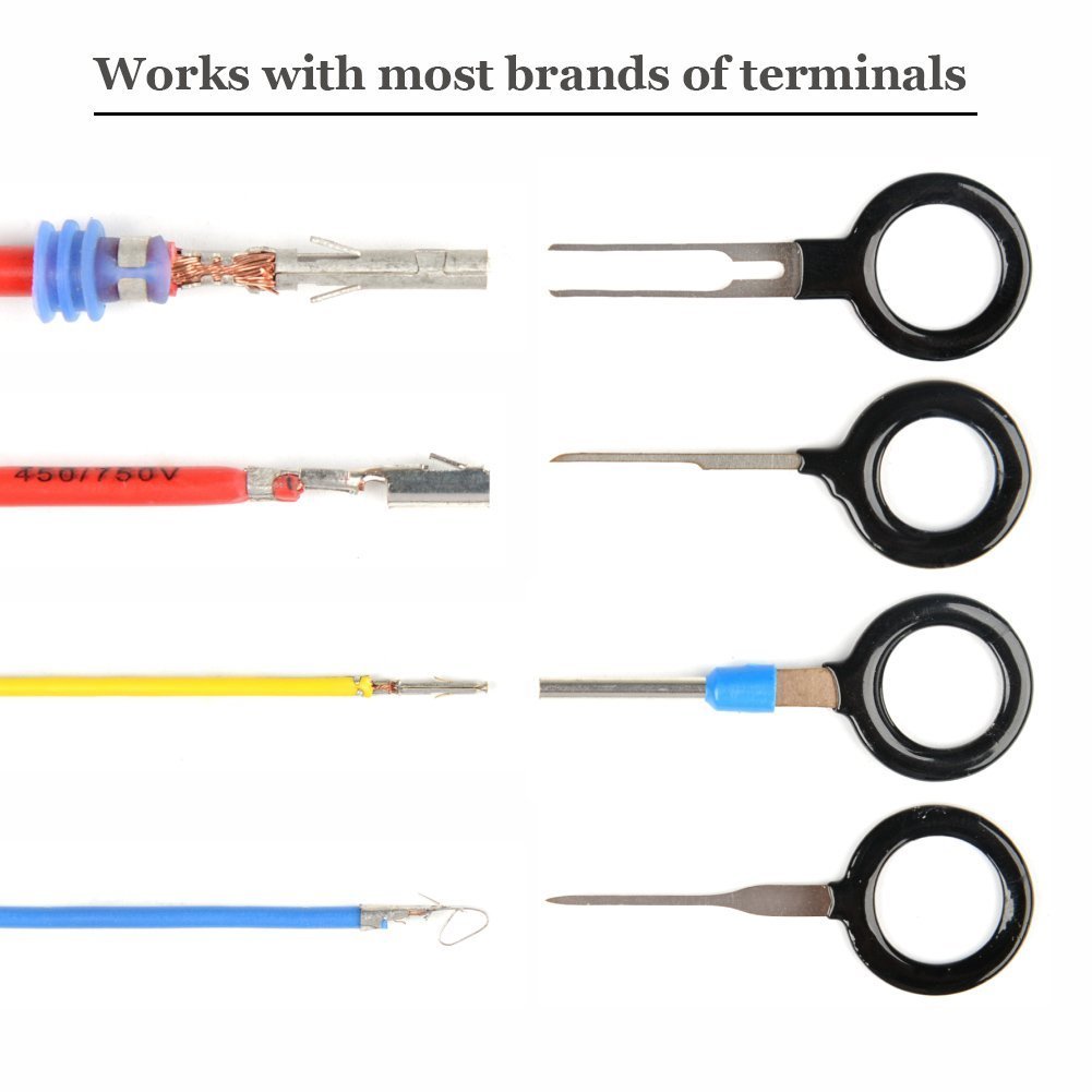 MUYI Terminals Removal Key Tool 11pcs Auto Electrical Wiring Crimp Connector Extractor Puller Release Pin kit for Car