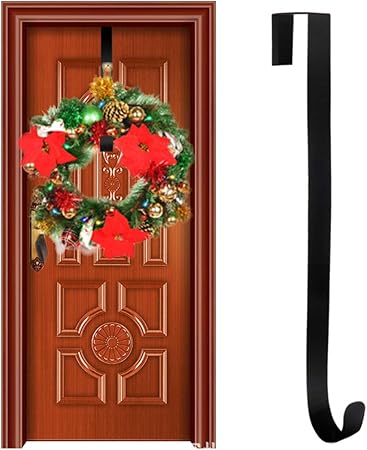 Amazon Sanwer ガーランドフック クリスマスリースのドア掛け メタルリースフック メタルリースハンガー ドア越し クリスマスリースハンガー スプレーペイント フロントドアリースフック リース おもちゃ