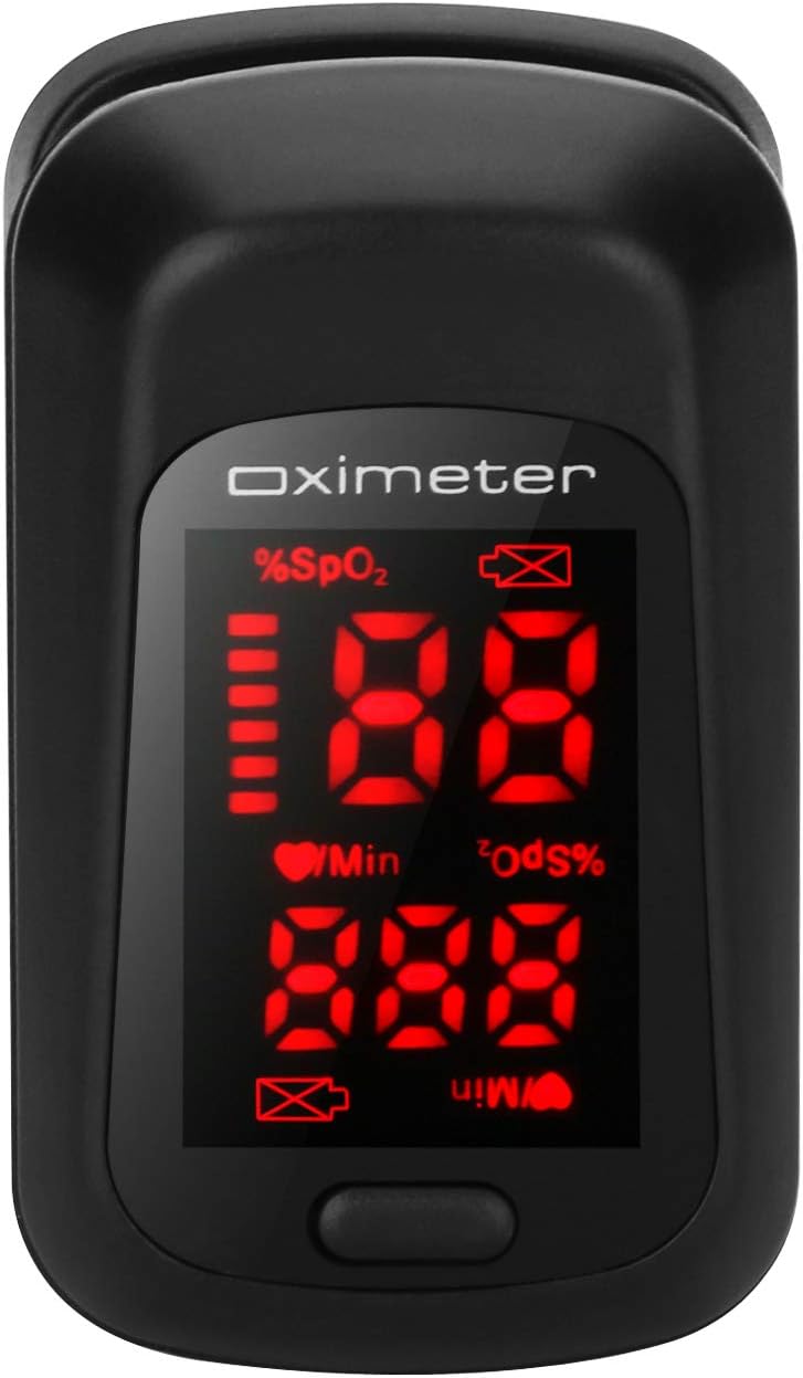 Pulse Oximeter, Fingertip Pulse Oximeter for Gauging Pulse Rate, Blood Oxygen Saturation, One Button Operation, LED Digital Display, Pulse Oximeter Adult for Home Health Monitoring Care Black