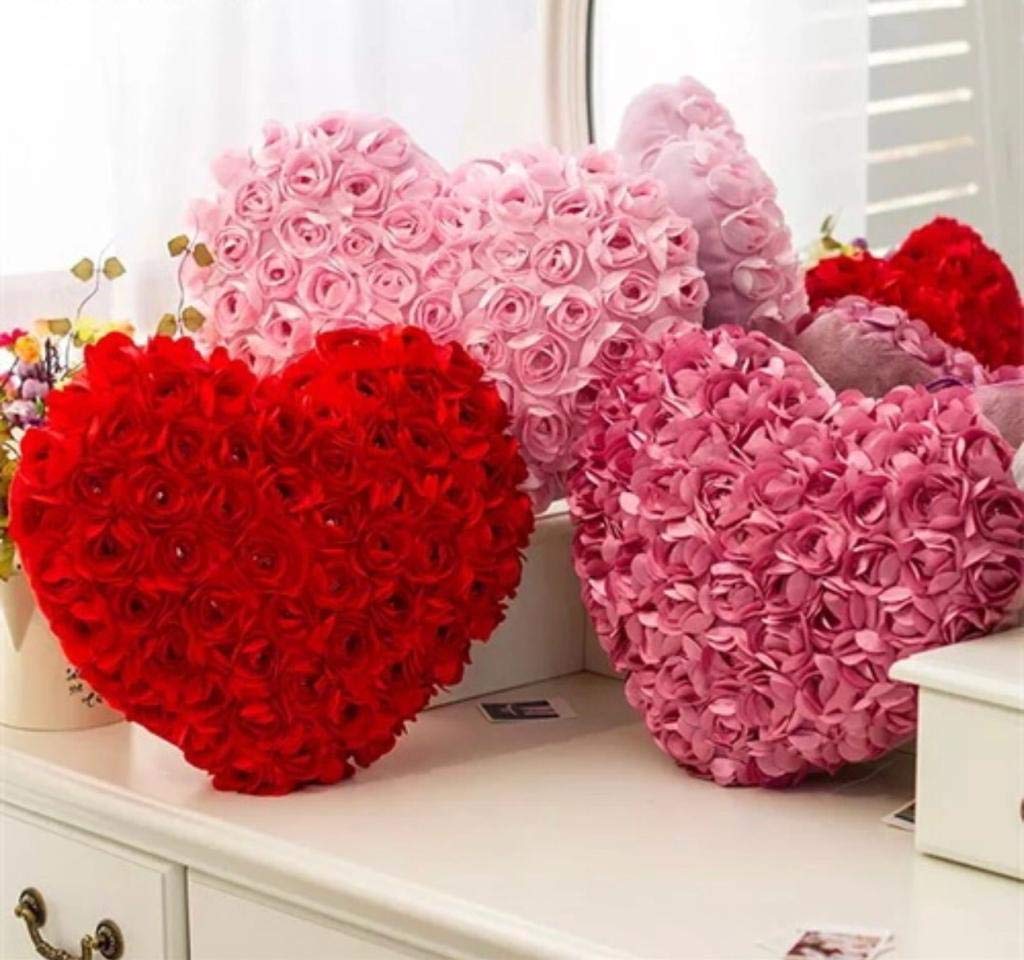 Buy Rianz Cute Pattern Heart Shape Pillow Red And Pink Online At