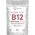 Micro Ingredients Vitamin B12 1,000mcg | Methyl B12 Active Form | 365 Chewable Tablets | Fast Dissolve, Natural Strawberry Flavor | Supports Energy Health | Vegan, Non-GMO, Gluten Free