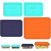Sophico Rectangle Silicone Storage Cover Lids Replacement for Anchor Hocking and Pyrex Glass Bowls (Container not Included) (MIX-4 PACK)