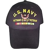 Armed Forces Depot U.S. Navy Vietnam Veteran with Ribbons Baseball Cap hat. Navy Blue