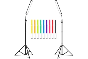 ALTSON Led Video Lighting Kit with Wand Stick - Photography Studio Light,Adjustable Tripod Stand,Vallkay 9 Color Filters 5600K Dimmable Portable Stand for Live Streaming/Portrait Photo/Vlog, Black (D4002)