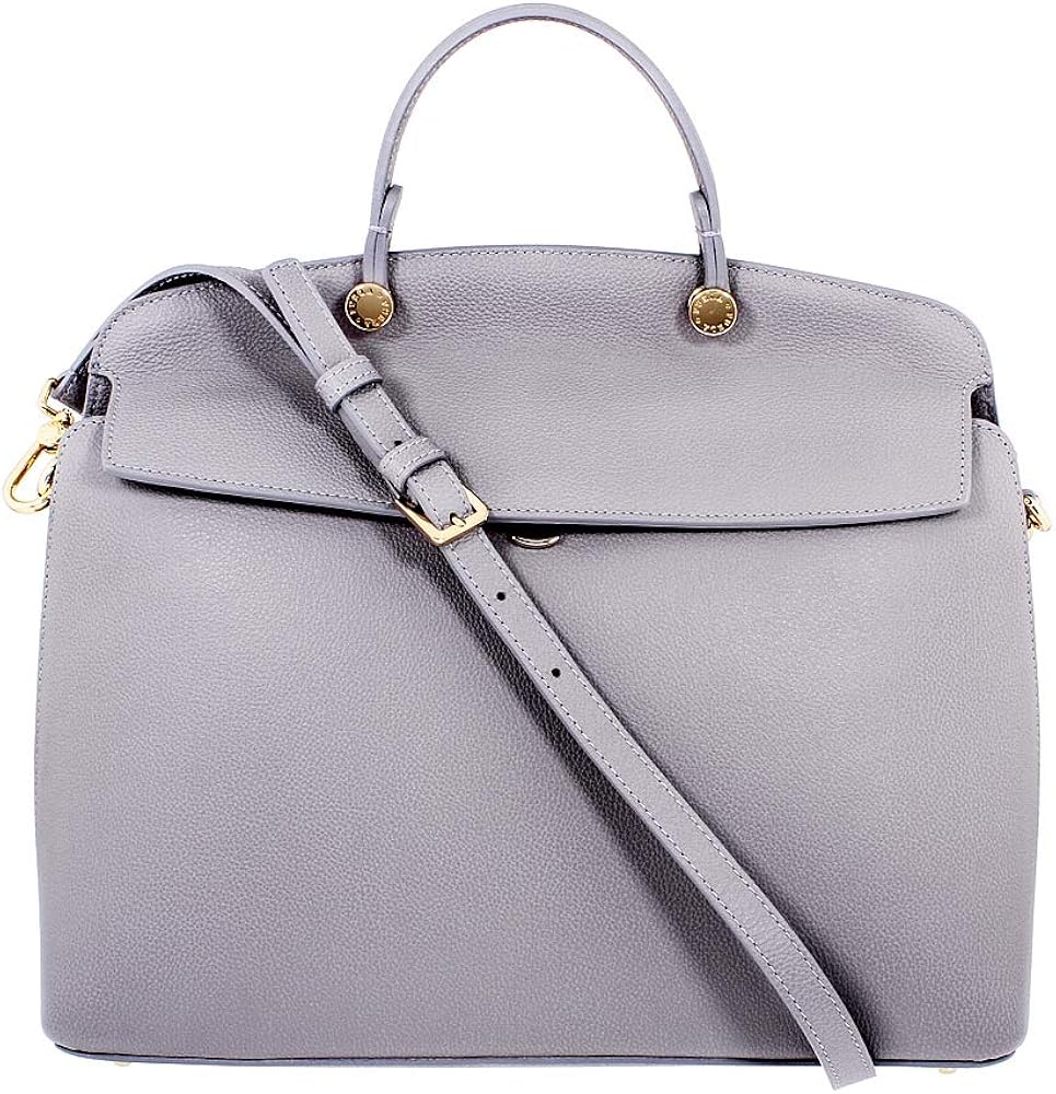 gray leather shoulder bag