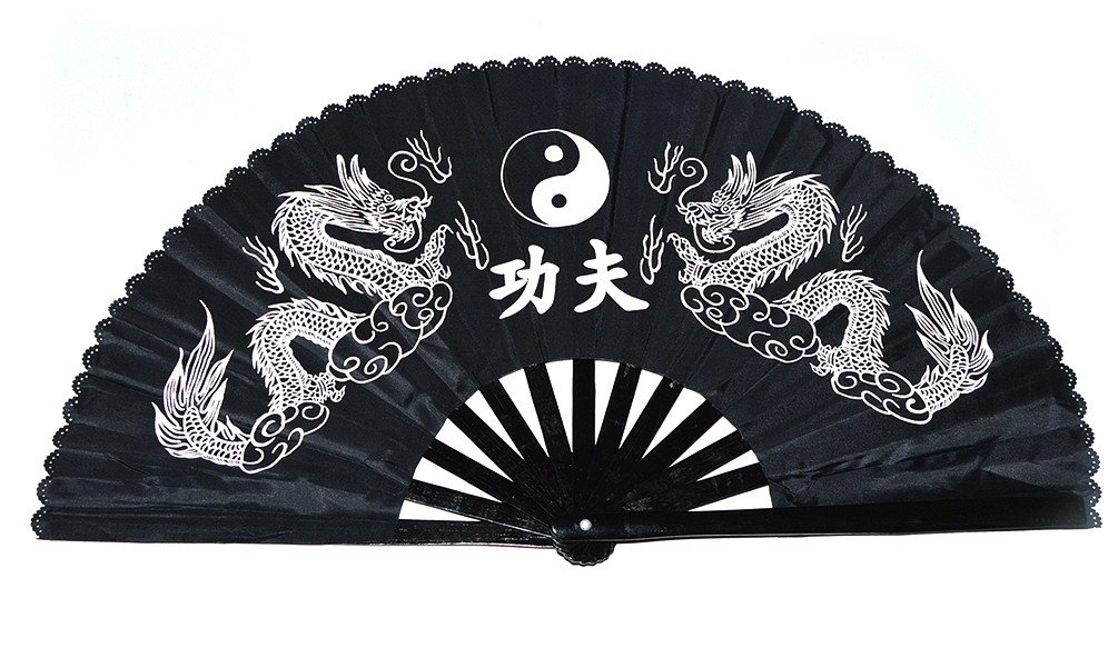 Chinese Kung Fu Tai Chi Fan Arts Dance/Practice Performance Bamboo Folding Fan Double Dragon Hand fan