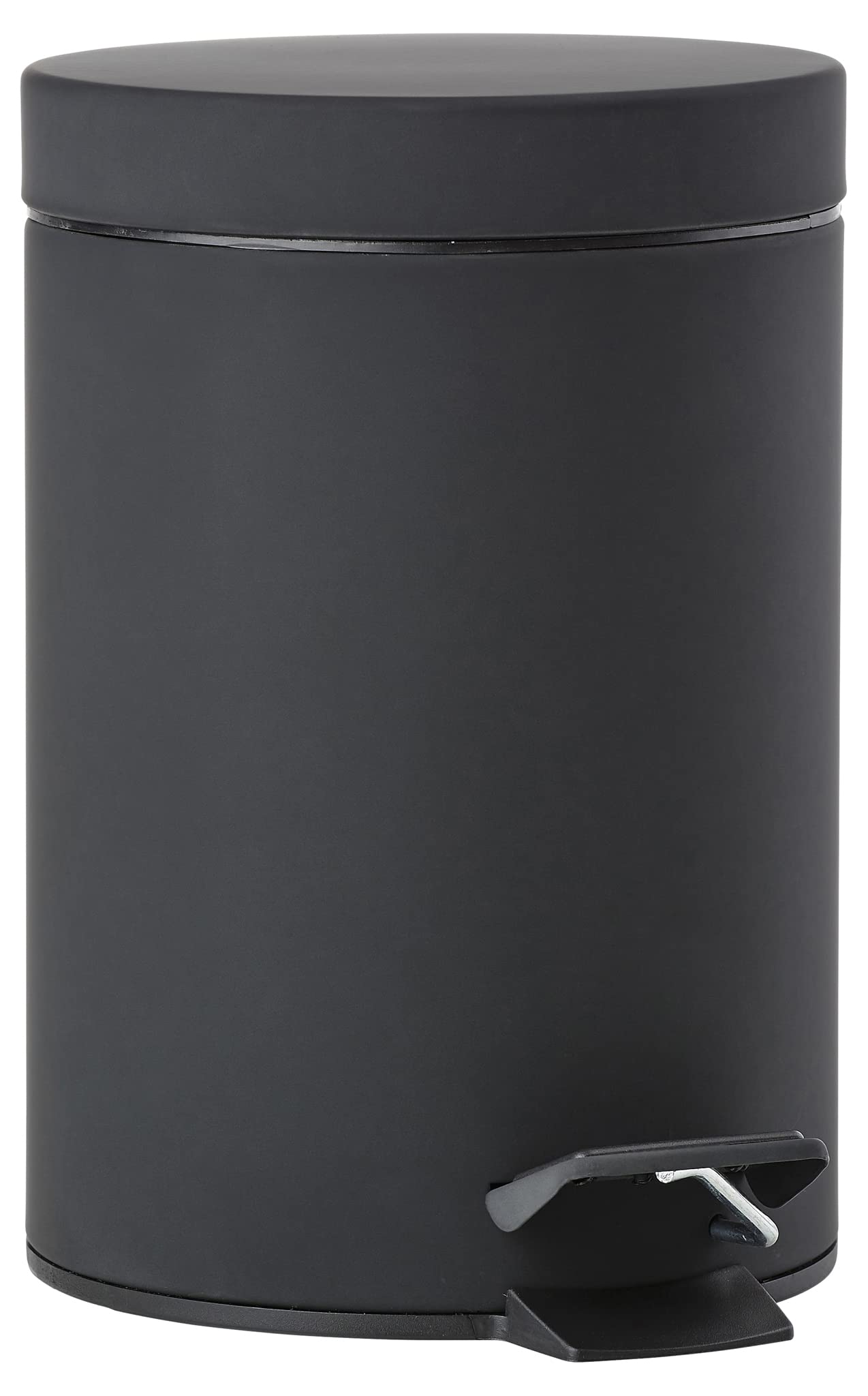 Zone Denmark Solo Pedal Bin, Small Bathroom Waste Bin with Lid, Hygienic Hands Free Trash Can with Removable Inner Bucket, Soft Touch Stainless Steel, 3 Litre, Ø 17 cm H 25 cm, Black