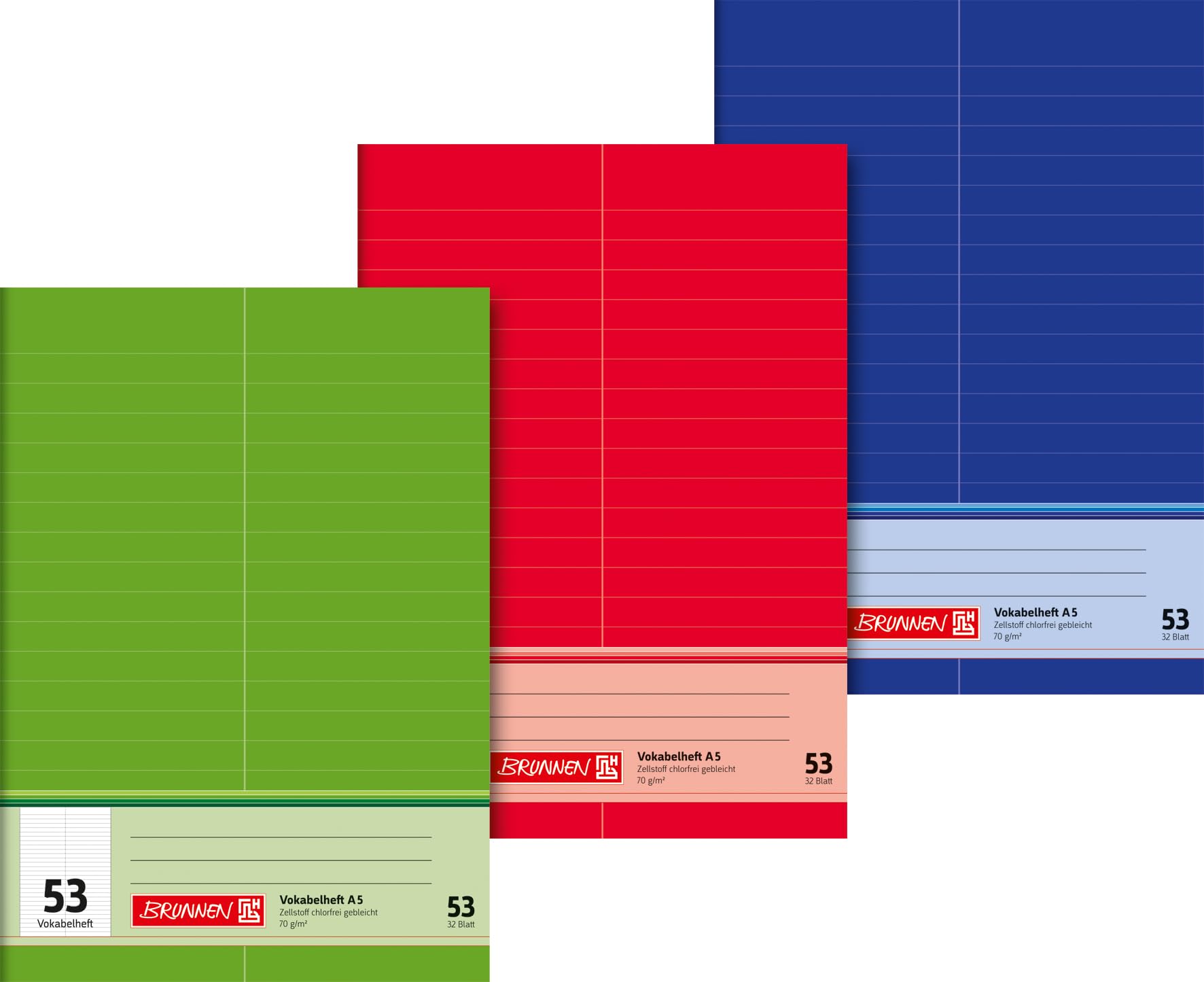 Brunnen 1043935 Vocabulary Book A5 32 Sheets Ruled with Dividing Line