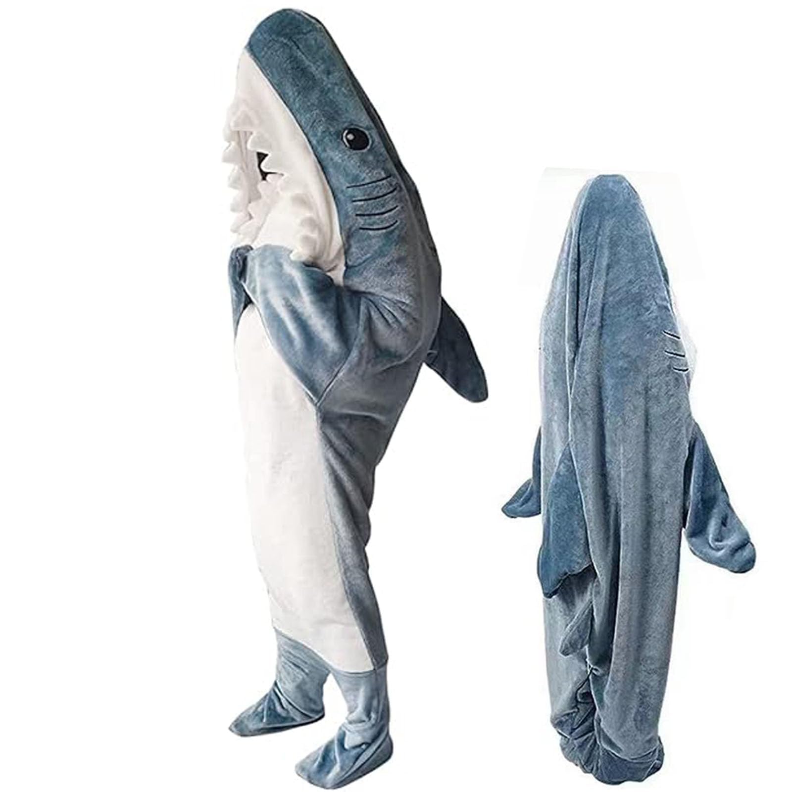 Vexquivera Shark Blanket Hoodie Adult,Shark Blanket,Shark Jumpsuit,Adult Kid Cozy Wearable Blanket Sleeping Bag,Shark onesie,Super Soft Fleece Sleeping Bag,Shark costume, Shark Gifts, Shark