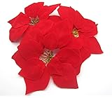 VPT 24pcs Artificial Christmas Flowers Red Poinsettia Christmas Tree Ornaments Dia. 8 Inch