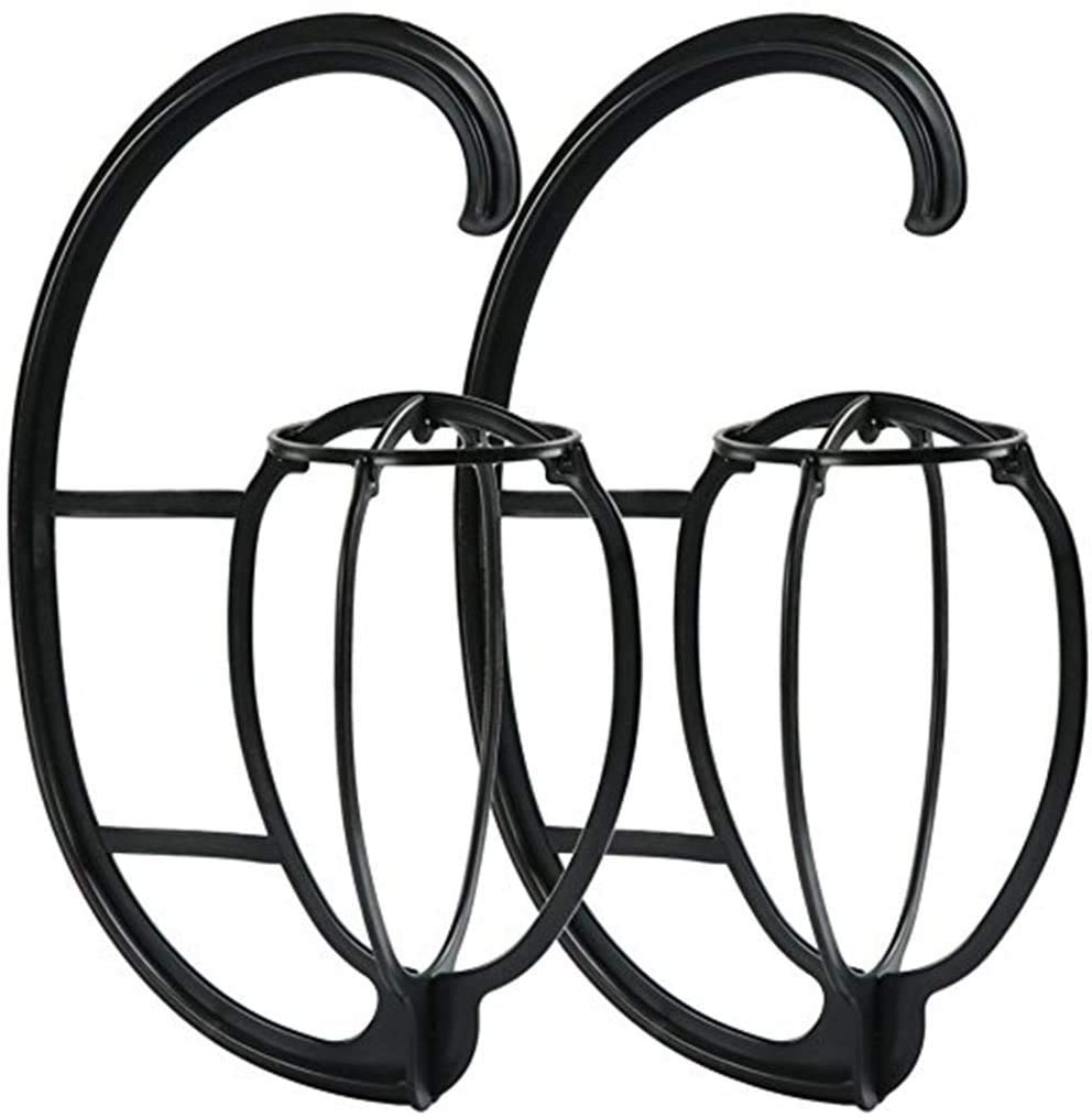 Wig Hanger Portable Hanging Wig Stand For Wig Hat Cap Holder Collapsible Wig Dryer Hanging Wig Stands Display Holder Hook tool Wig Stands Tool Holder (2 Black)