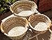 ShopOnNet RT450120-3 Handwoven Round Wicker Storage Basket Curve Pole Handle in Gray and Brown (Set of 3)