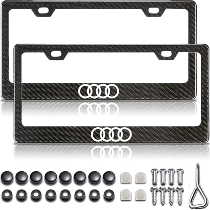 Audi License Plate Frame, Carbon Fiber License Plate Frame