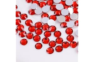 KDKYY 3000 Pieces SS12 3mm Flatback Rhinestones Clear Glass Round Gems Crystals for Nail Art DIY Crafts Clothes Shoes Bags （Red）