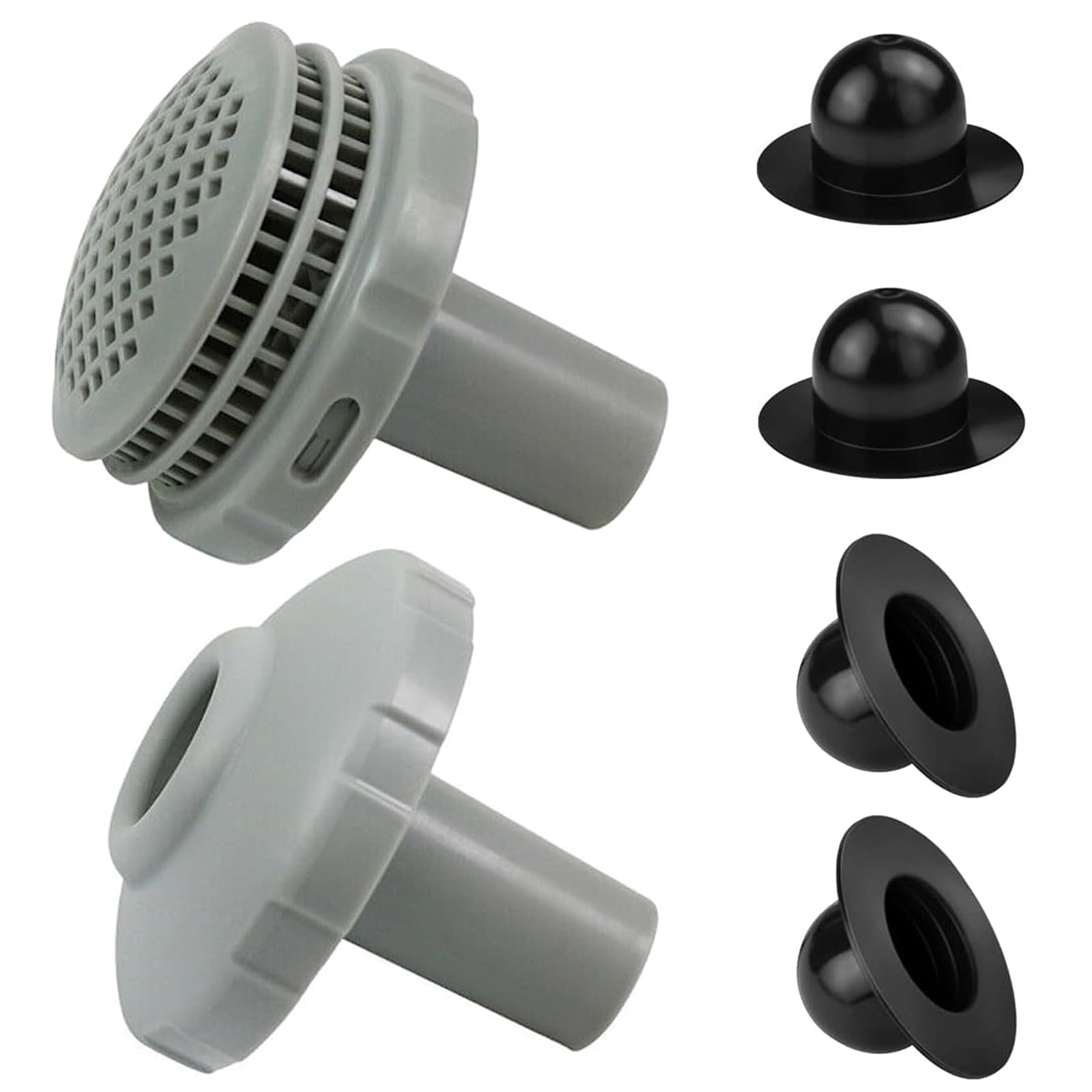 COLEESON Pool Water Jet Connector Kit, 25022E Swimming Pool Nozzle Hose Connection with Outlet Strainer Grid, Inlet Nozzle and Hole Plug with 1.25 Inch Fittings, Pool Accessories (A)