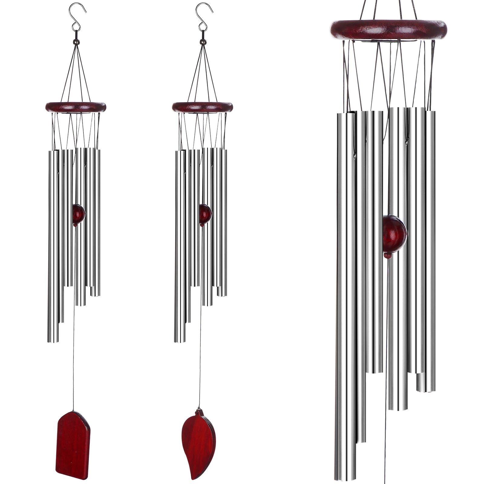2Pack Large Aluminium Wind Chimes 27" to Create a Zen Atmosphere Suitable for Outdoor Garden Patio Decoration Classic Silver Wind Chime with Wind Catcher Suitable as A Gift for Mom Neighbor Unise