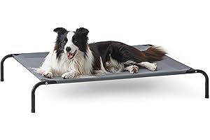 Love's cabin Elevated Cooling Dog Bed for Large Dogs, Portable Indoor & Outdoor Raised Pet Dog Cat Cot, Durable Summer Frame with Breathable Mesh, Grey, 48 inches