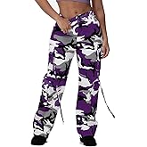 Fablinic Women Y2k High Waisted Straight Leg Relaxed Fit Cargo Pants with 6 Pockets Streetwear Concert Dance Outfit