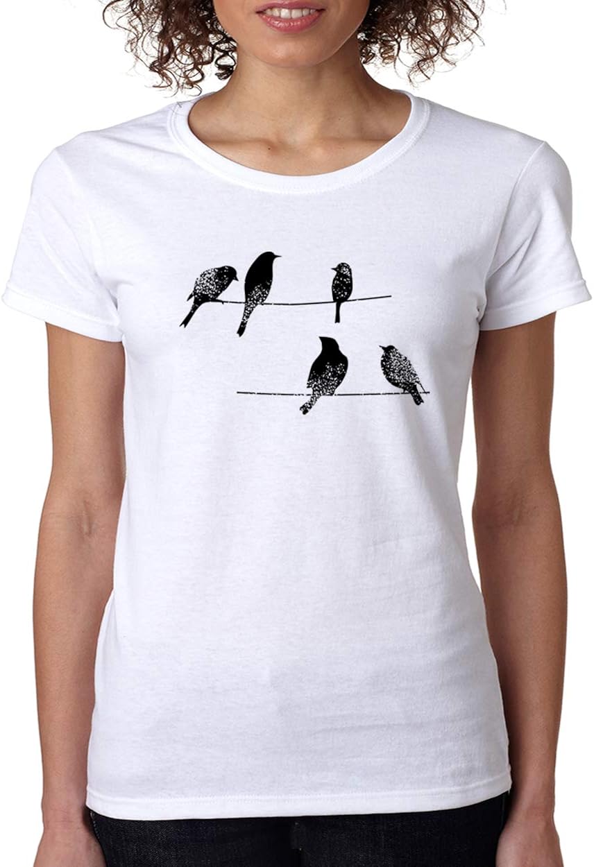 SignatureTshirts Womens Birds on Wires TShirt at Amazon Women’s